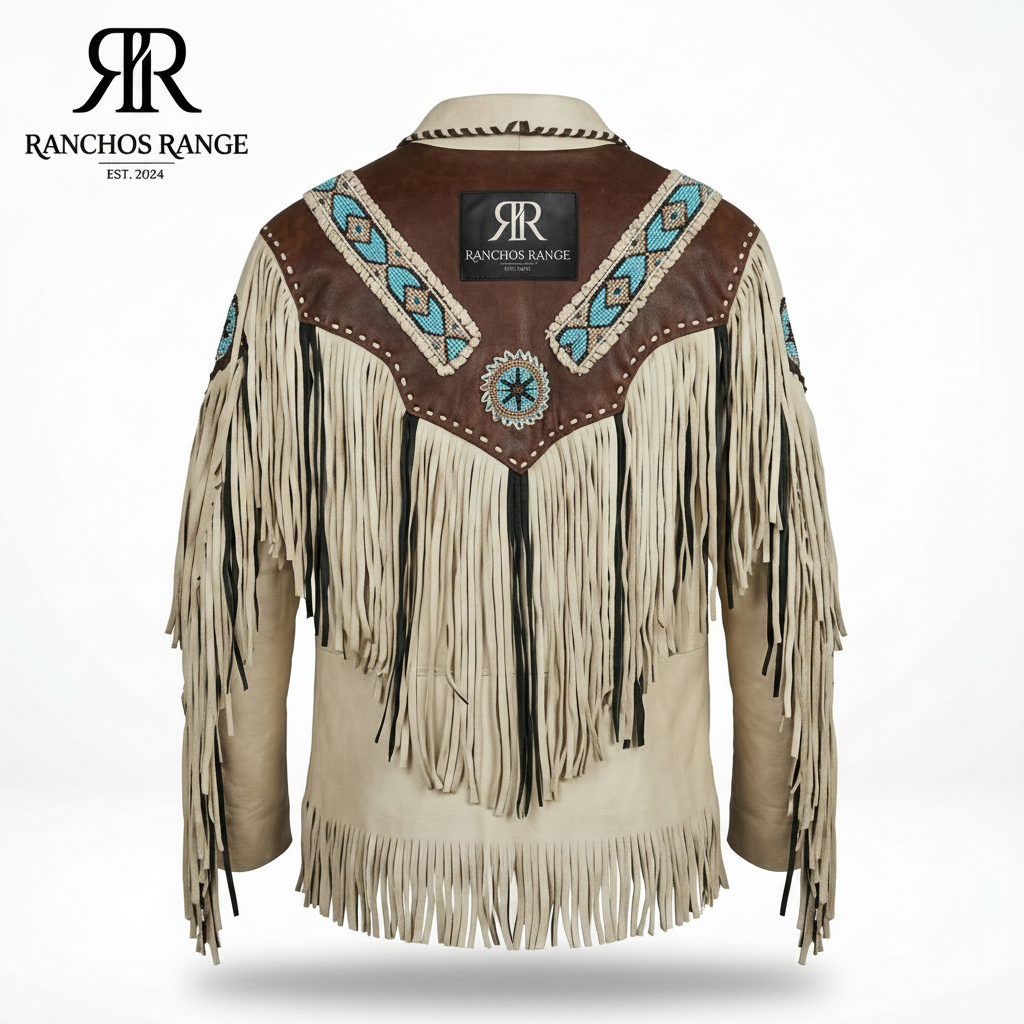Western Leather Fringe Jacket | Native American Style Beaded Coat