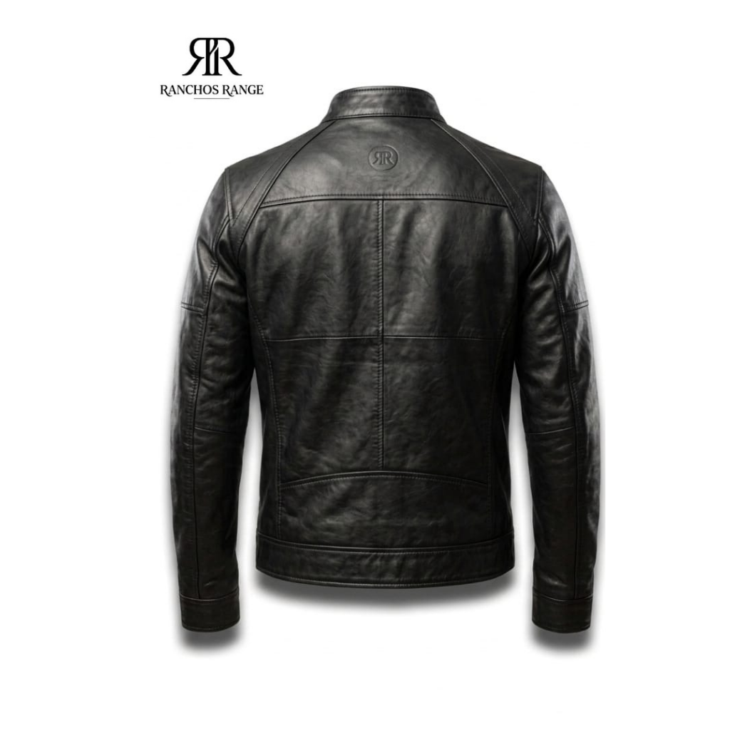 Men's Leather Jacket - Handmade Black Jacket - Traditional American Style - Ranchos Range Custom  Biker Jacket