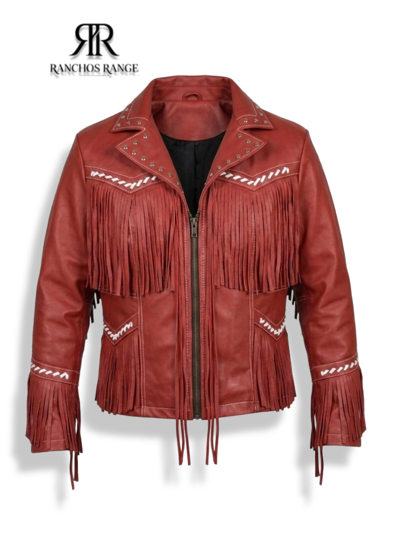 Crimson Western Fringe Leather Jacket