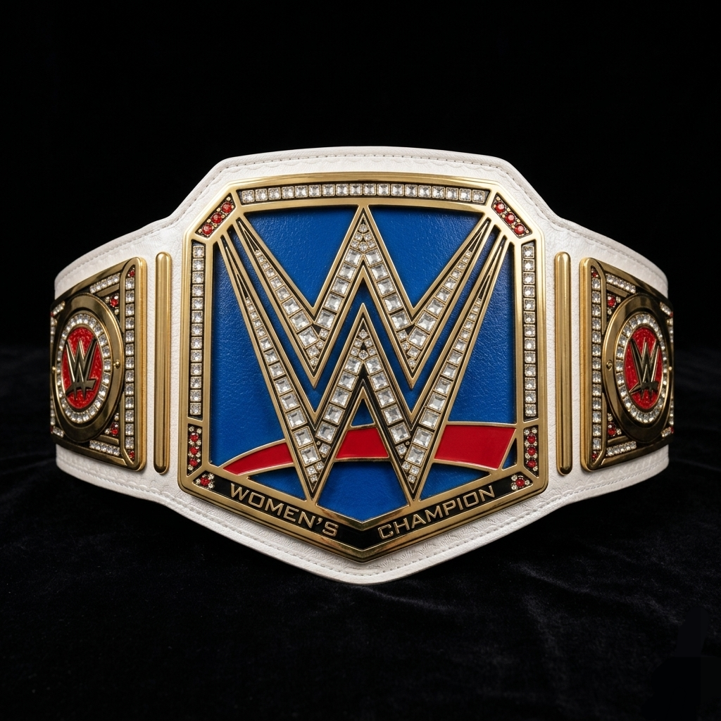 Custom WWE Women’s Championship Replica Belt – White Leather, Gold Plating, 2mm Zinc Plates – Pro Wrestling Title for Fans & Cosplay