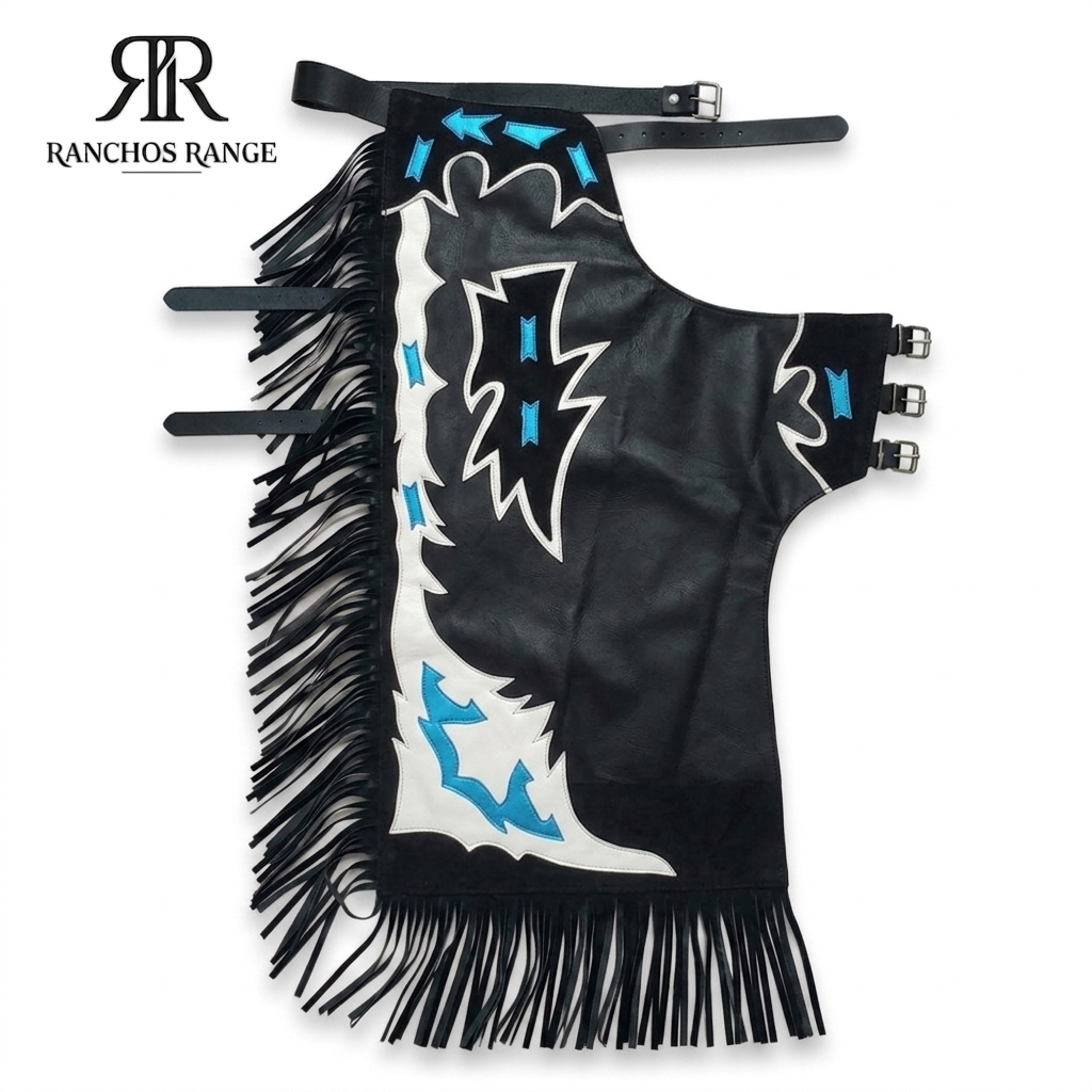 "Rodeo Edge: Black and Blue Leather Chaps"
