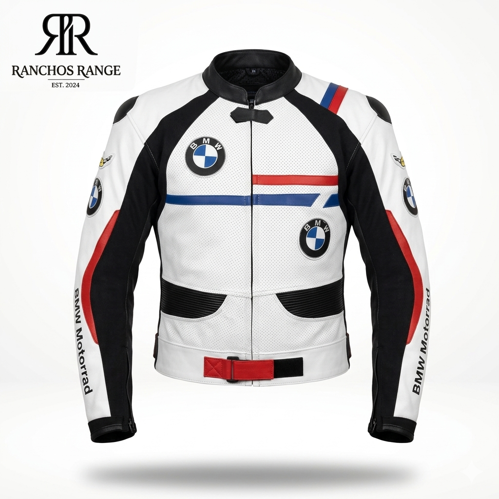 BMW Motorrad M-Sport Edition Premium Leather Motorcycle Racing Jacket by Ranchos Range