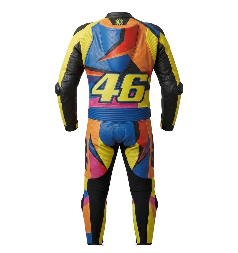 Professional Leather Motorcycle Racing Suit - Men’s VR46 Tribute One-Piece Leathers - Adult Full Body Protective Track Suit - CE Armored Gear