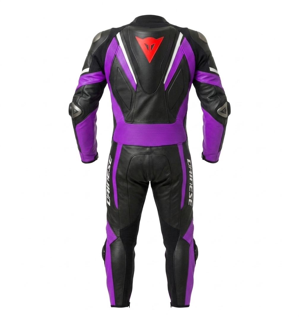 Motorcycle Racing Suit Custom Leather Biker Gear, Youth Pro Track Suit Purple Black, One Piece Racing Leathers, Personalized Rider Gift