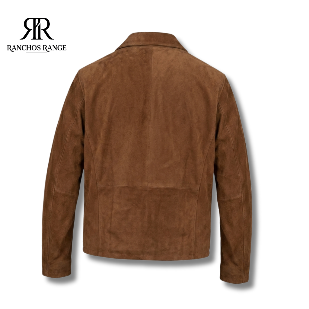 Handmade Men’s Premium Brown Suede Leather Jacket – Western Style Slim Fit Real Suede Coat – Classic Casual Autumn Outerwear for Men