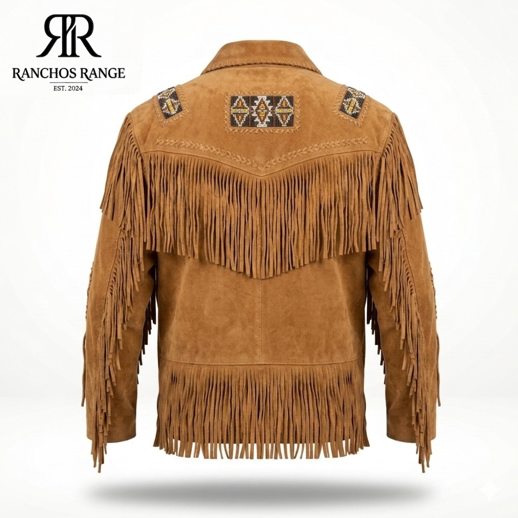 Western Native American Style Suede Leather Fringe Jacket