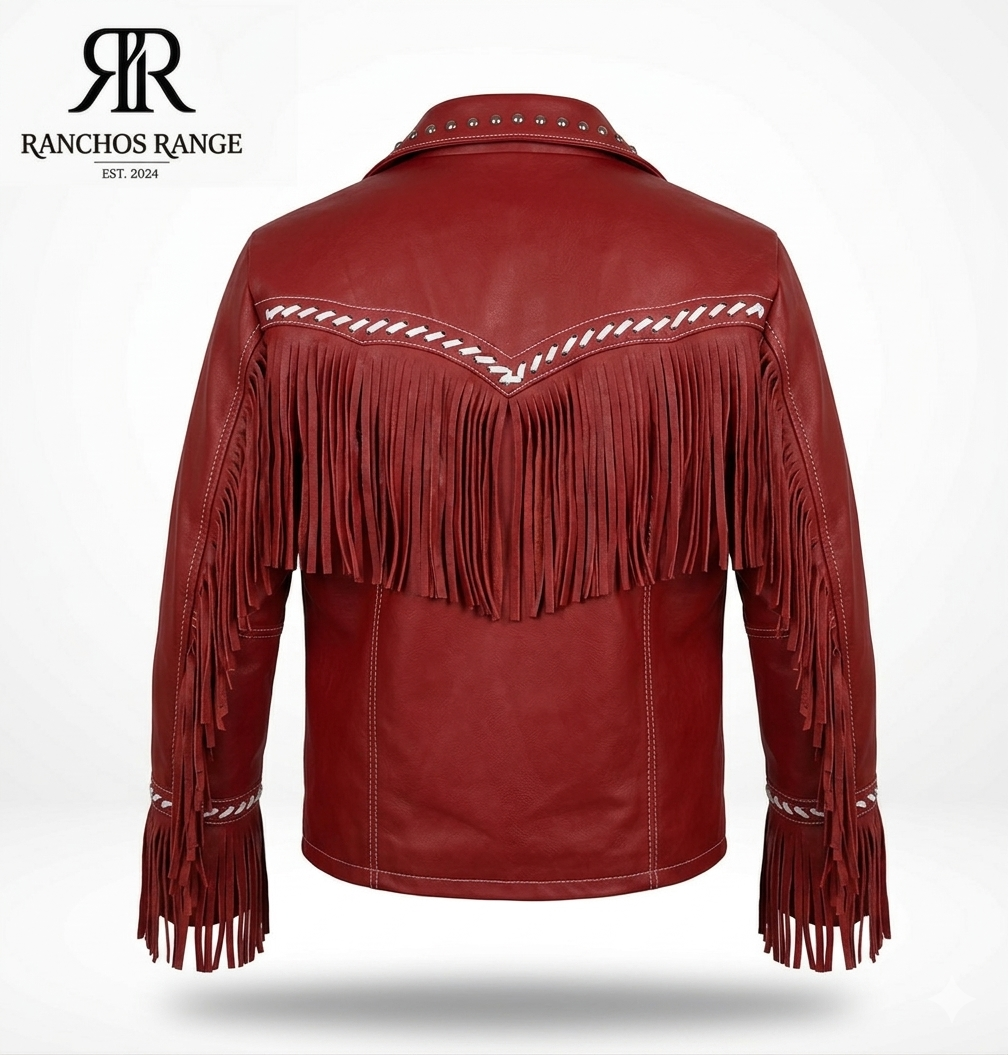 Crimson Western Fringe Leather Jacket