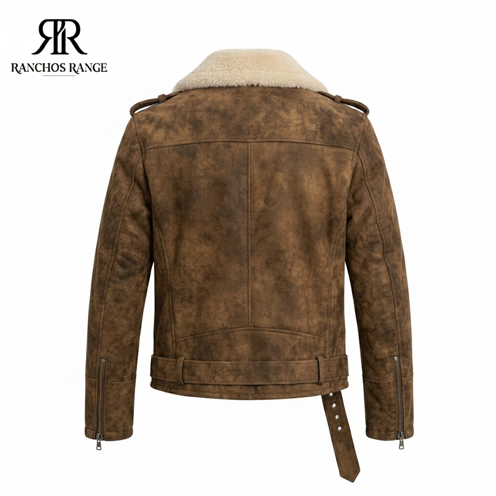 Men's Black Suede Fringe Western Jacket - Handmade Genuine Leather Cowboy Biker Coat - Ranchos Range Suede Moto Jacket with Tassels