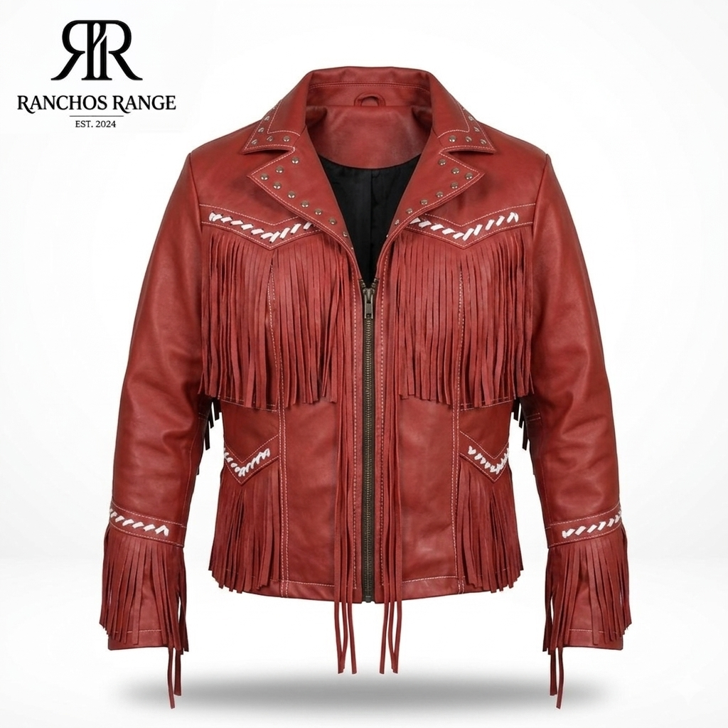 Crimson Western Fringe Leather Jacket