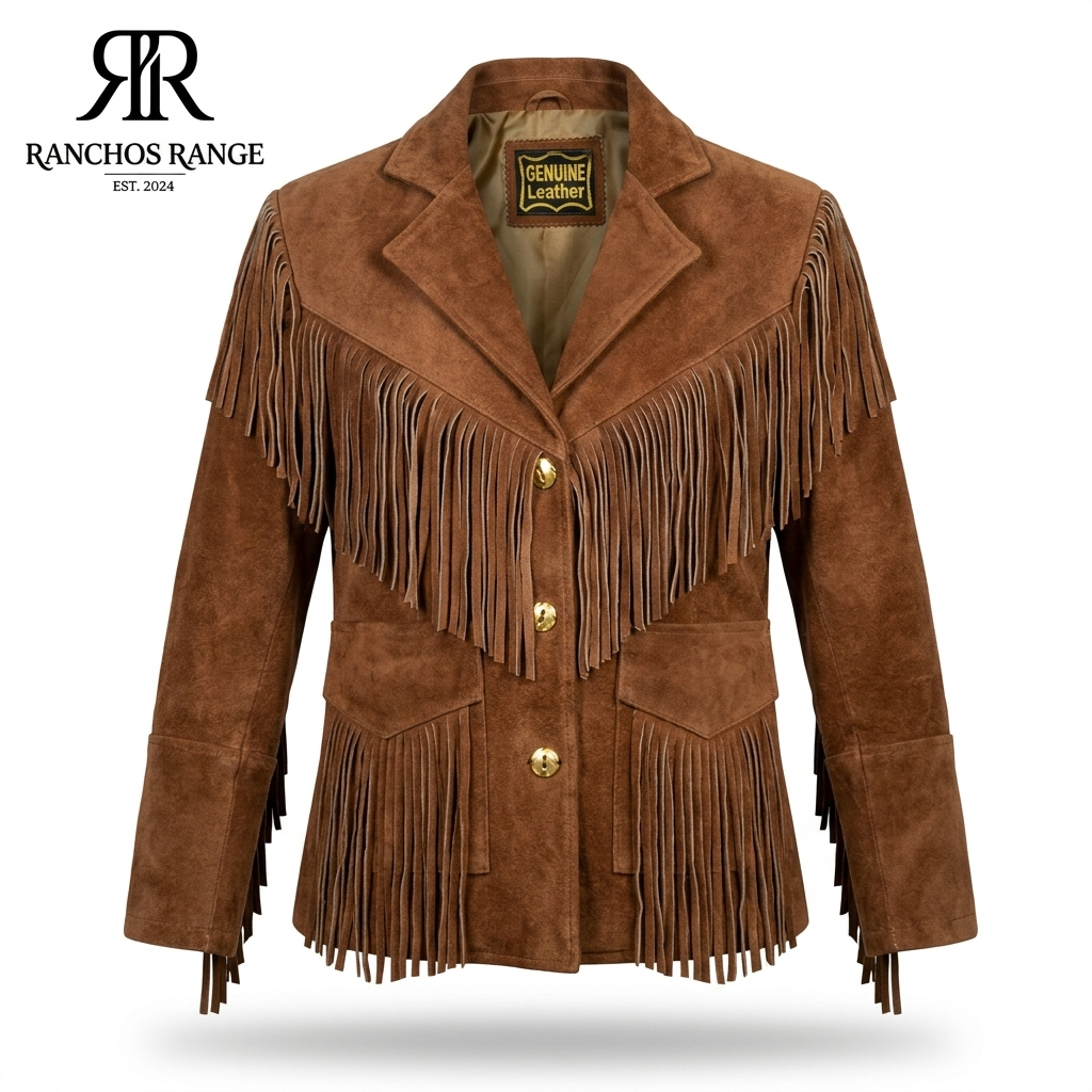 WoMen’s Western Brown Suede Leather Fringe Jacket - Cowboy Style Tassel Coat - Genuine Suede Boho Streetwear - Vintage Native American Style Jacket