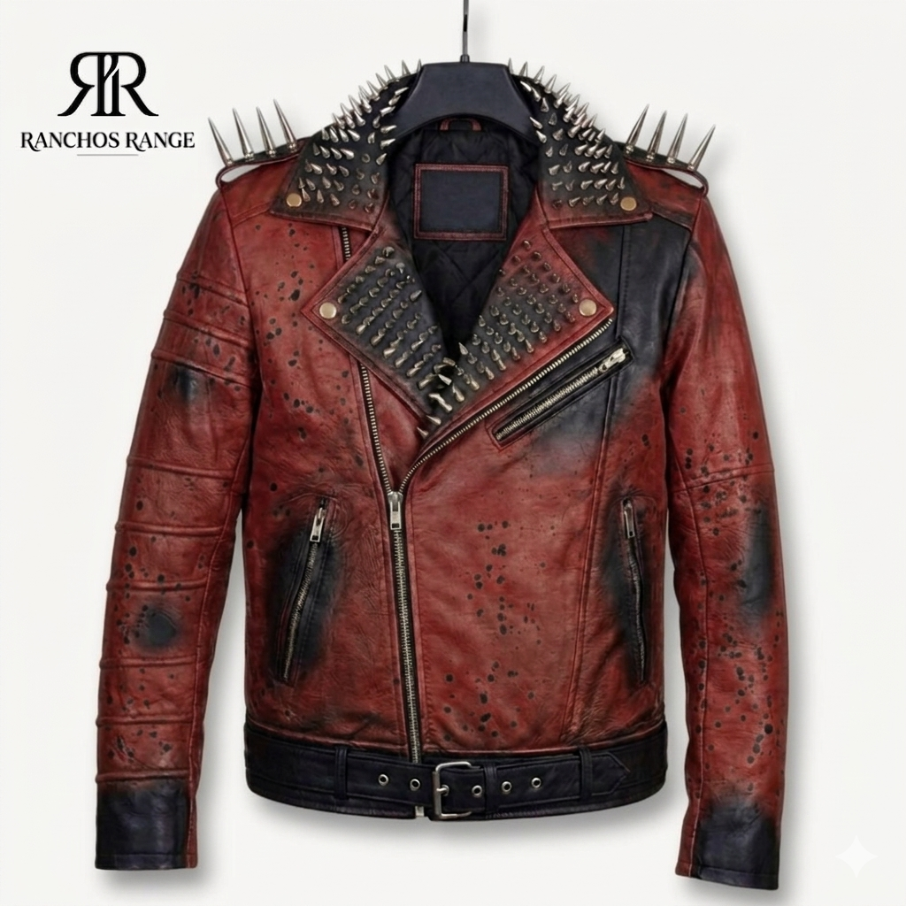 Yellow Leather Jacket for Women studded leather and painted spatter details on back. this jacket is a statement piece for moto chic style.