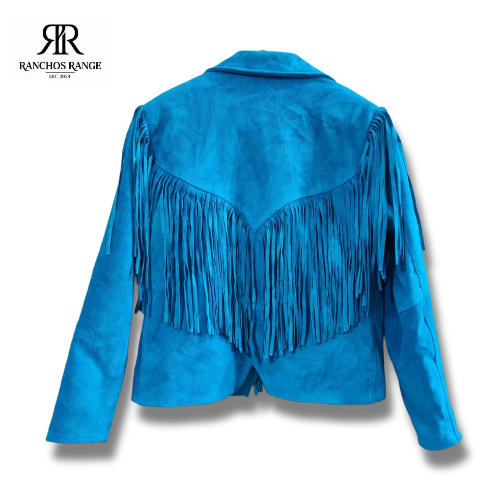 Ranchos Range Turquoise Suede Fringe Western Jacket – Women’s Boho Cowgirl Style