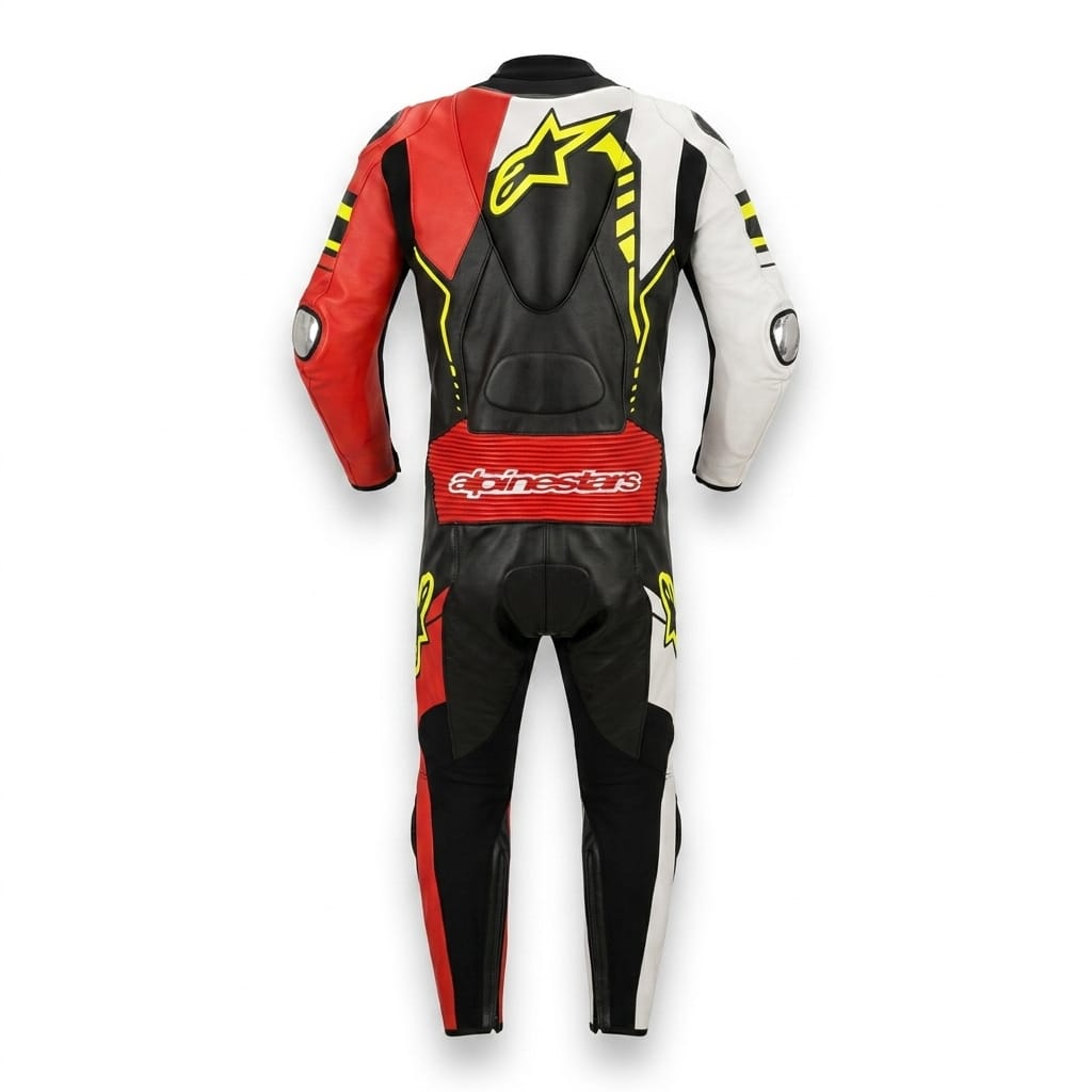 Professional Leather Motorcycle Racing Suit - One Piece Men's Motorbike Track Suit - CE Armored Cowhide Biker Leathers - Full Body Racing Safety Gear