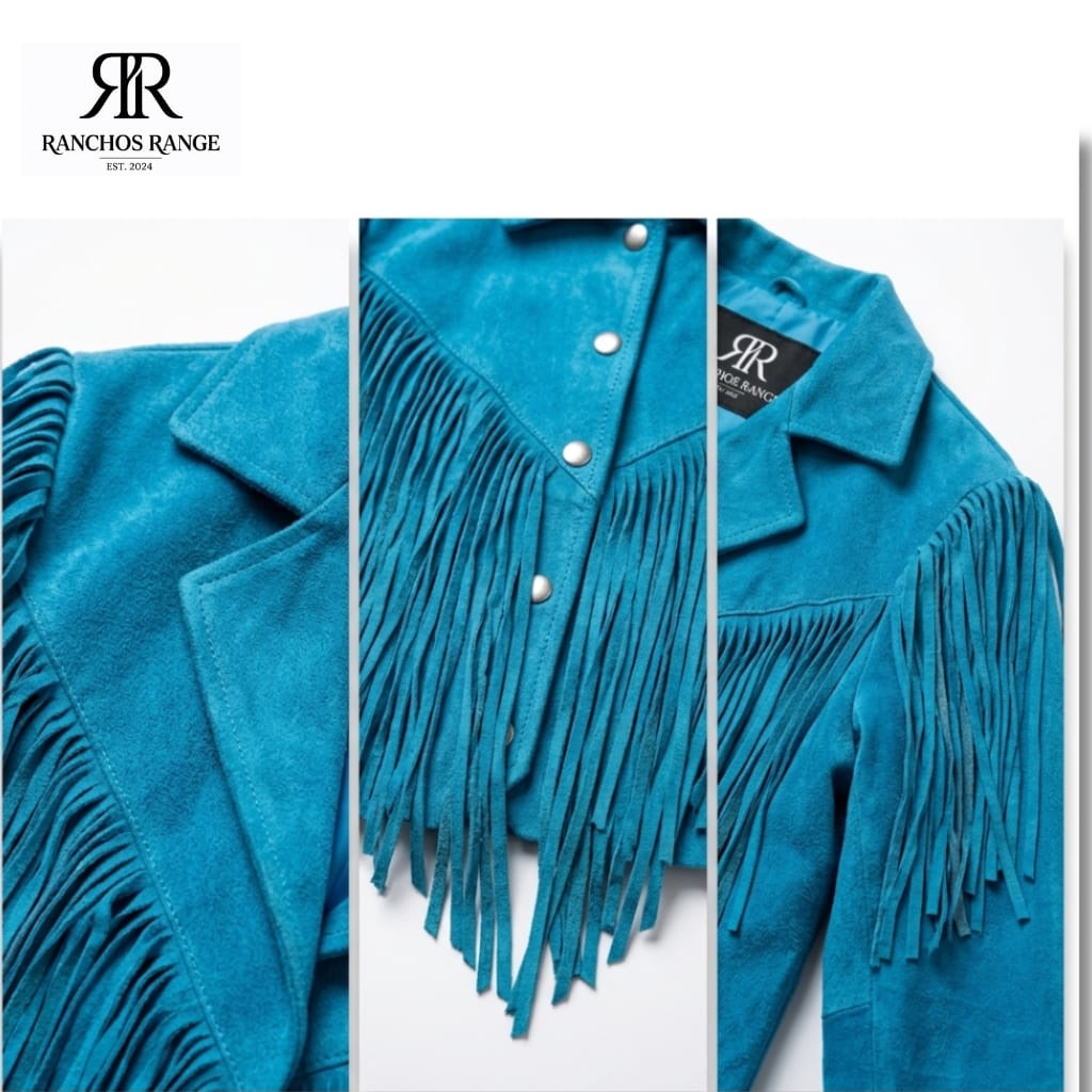 Ranchos Range Turquoise Suede Fringe Western Jacket – Women’s Boho Cowgirl Style