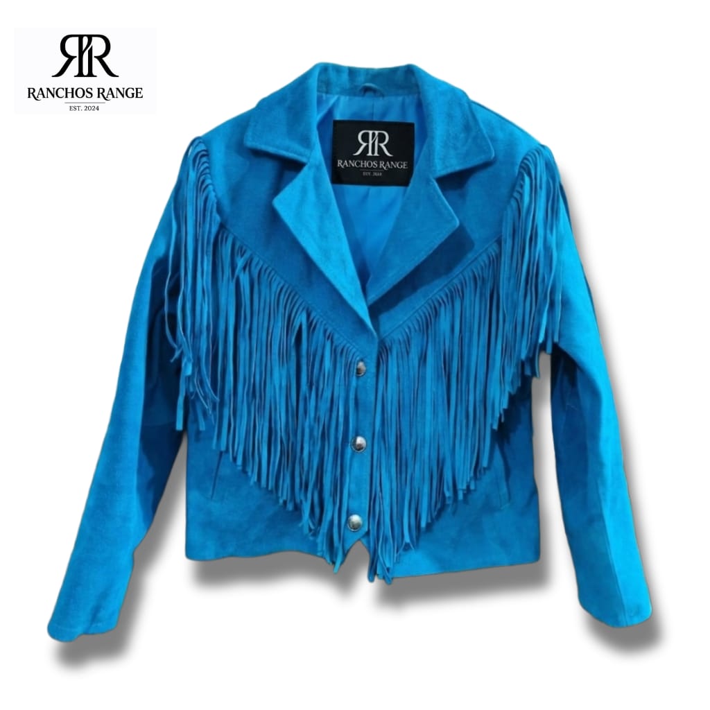 Ranchos Range Turquoise Suede Fringe Western Jacket – Women’s Boho Cowgirl Style